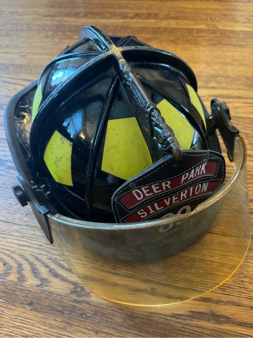 Black & Yellow Firefighter Helmet Decor